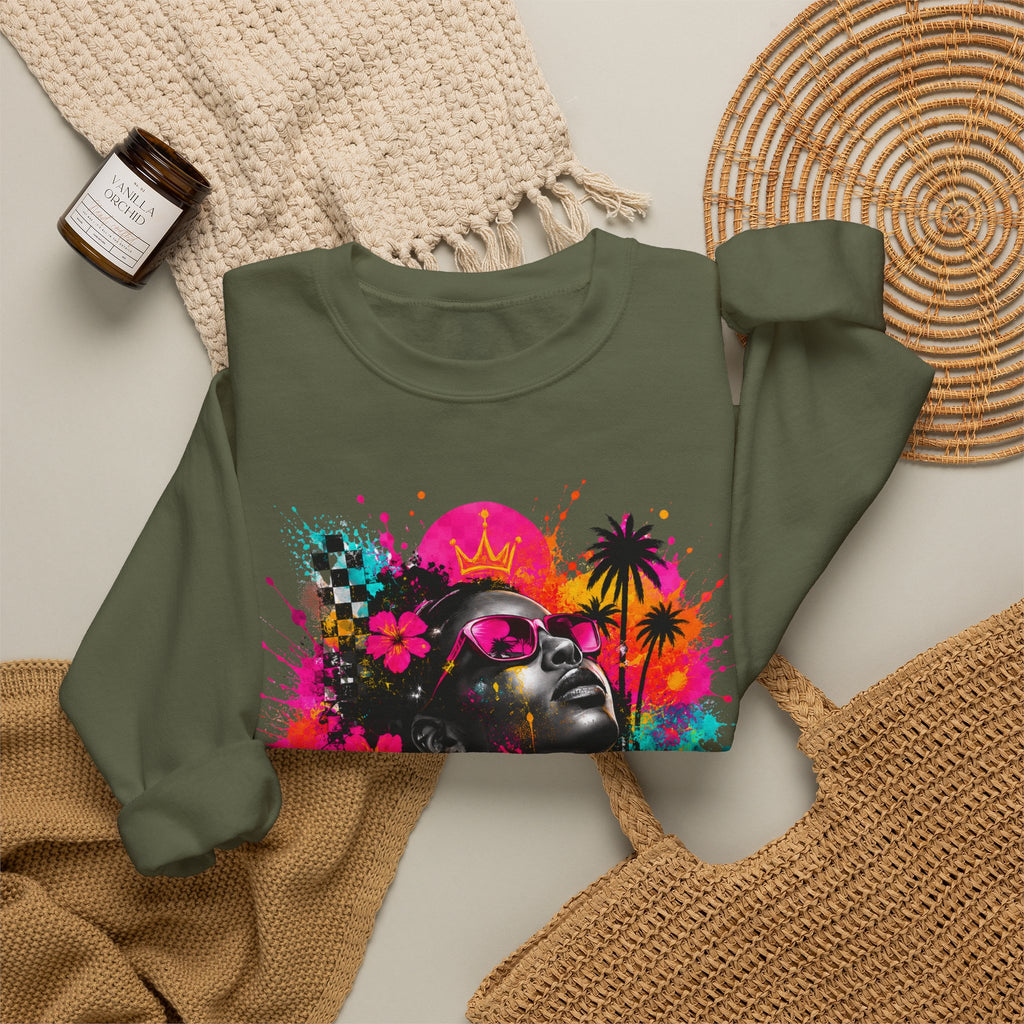 Afrofuturist Neon Portrait Sweatshirt | Graphic Crewneck