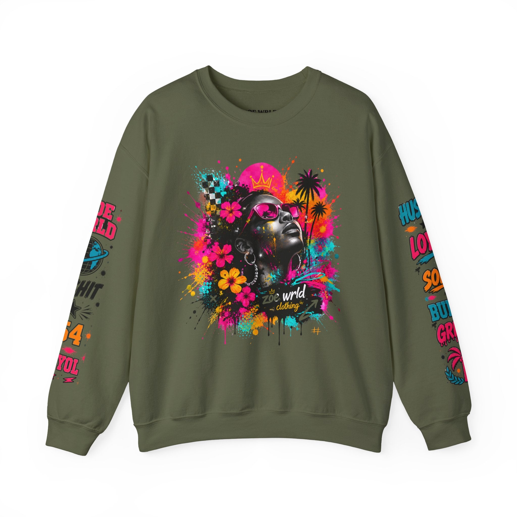 Afrofuturist Neon Portrait Sweatshirt | Graphic Crewneck