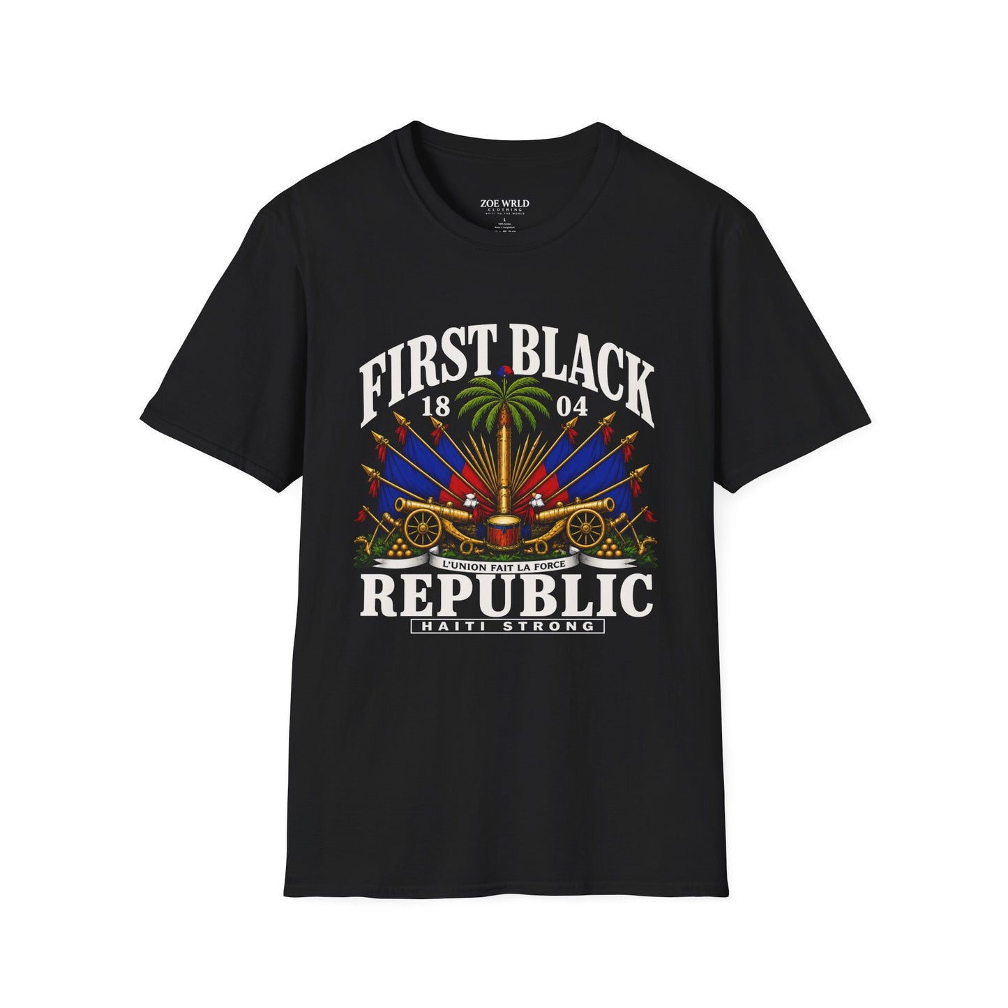 First Black Republic 1804 T-Shirt | Haitian Flag Palm Wreath Design