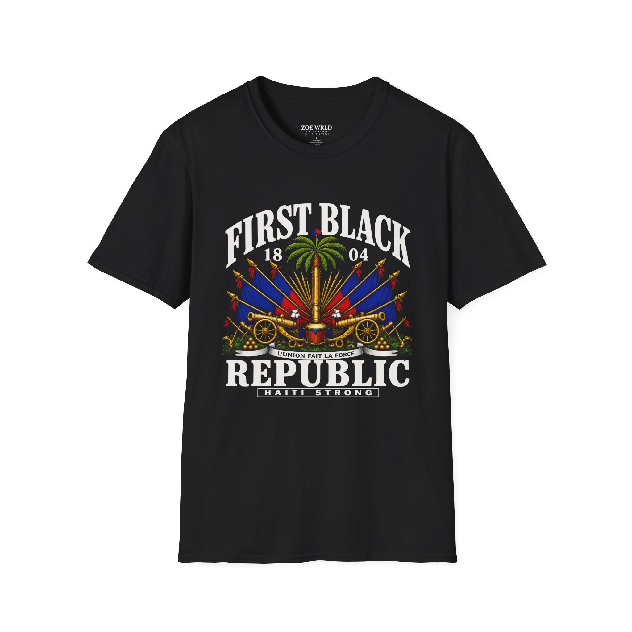 First Black Republic 1804 T-Shirt | Haitian Flag Palm Wreath Design