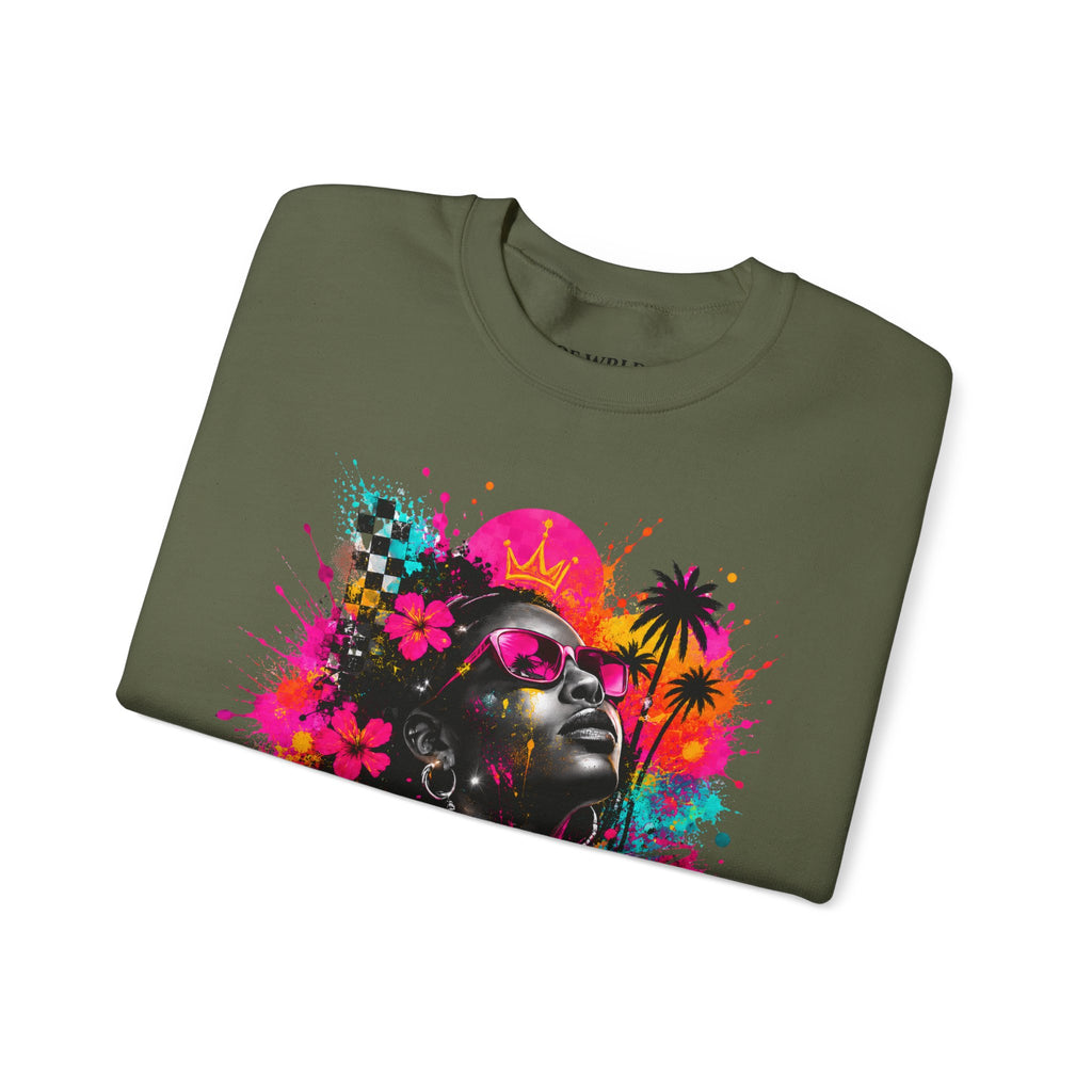 Afrofuturist Neon Portrait Sweatshirt | Graphic Crewneck