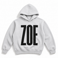Zoe Wrld Large Print Boxy Hoodie (Black Text)