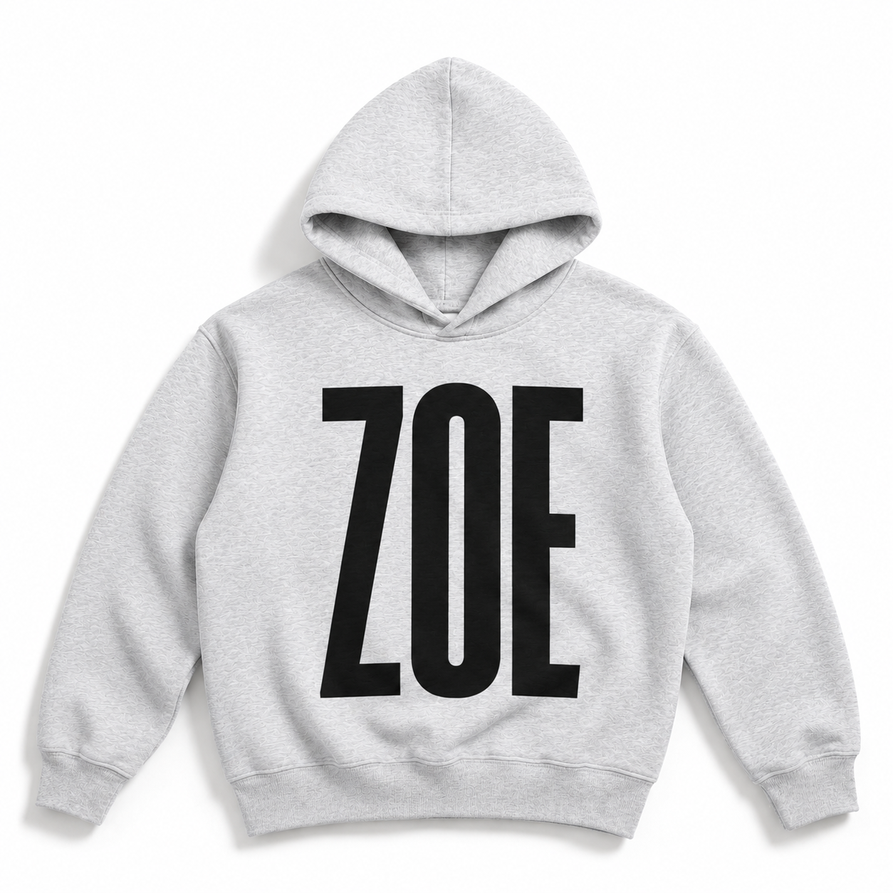 Zoe Wrld Large Print Boxy Hoodie (Black Text)