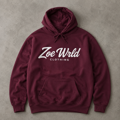 Zoe Wrld Logo Hoodie — Casual Black Script Pullover