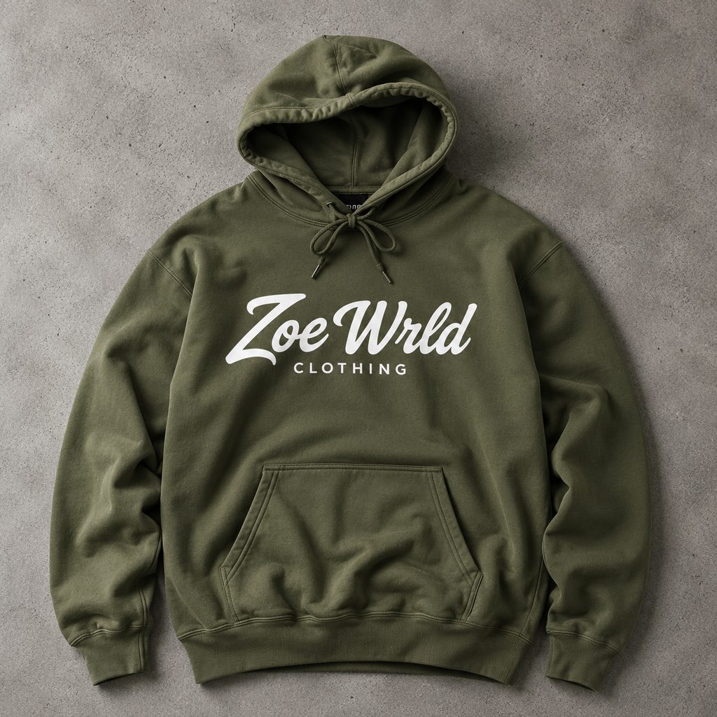 Zoe Wrld Logo Hoodie — Casual Black Script Pullover