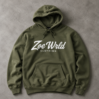 Zoe Wrld Logo Hoodie — Casual Black Script Pullover