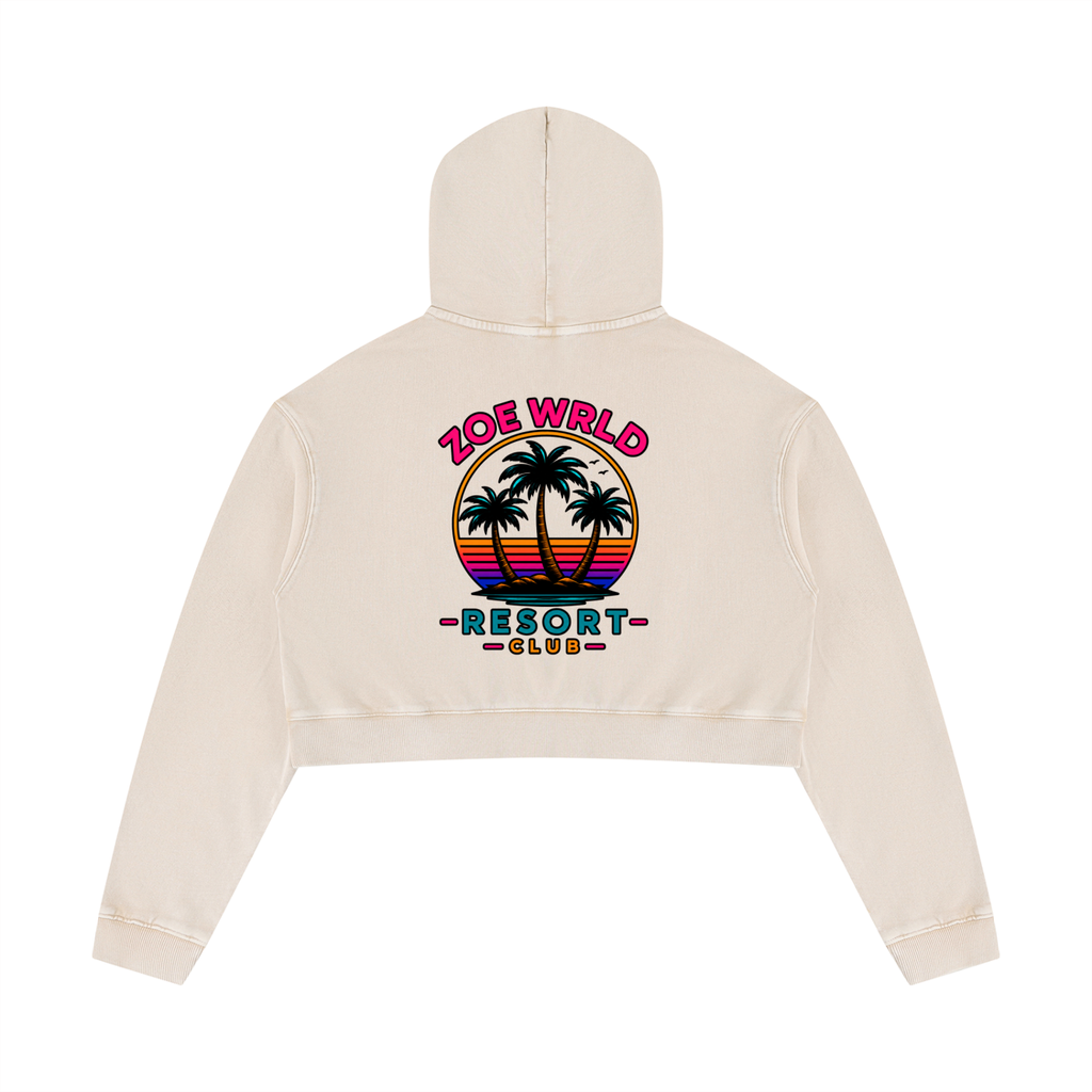 ZW Mineral Washed Crop Hoodie
