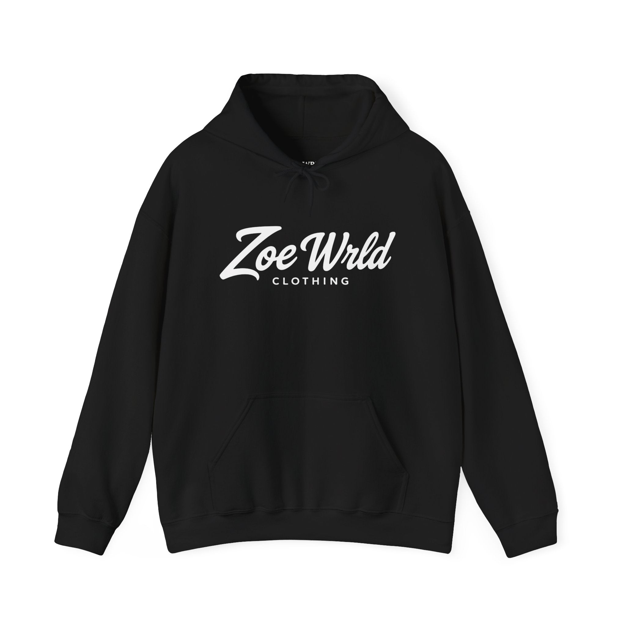 Zoe Wrld Logo Hoodie — Casual Black Script Pullover