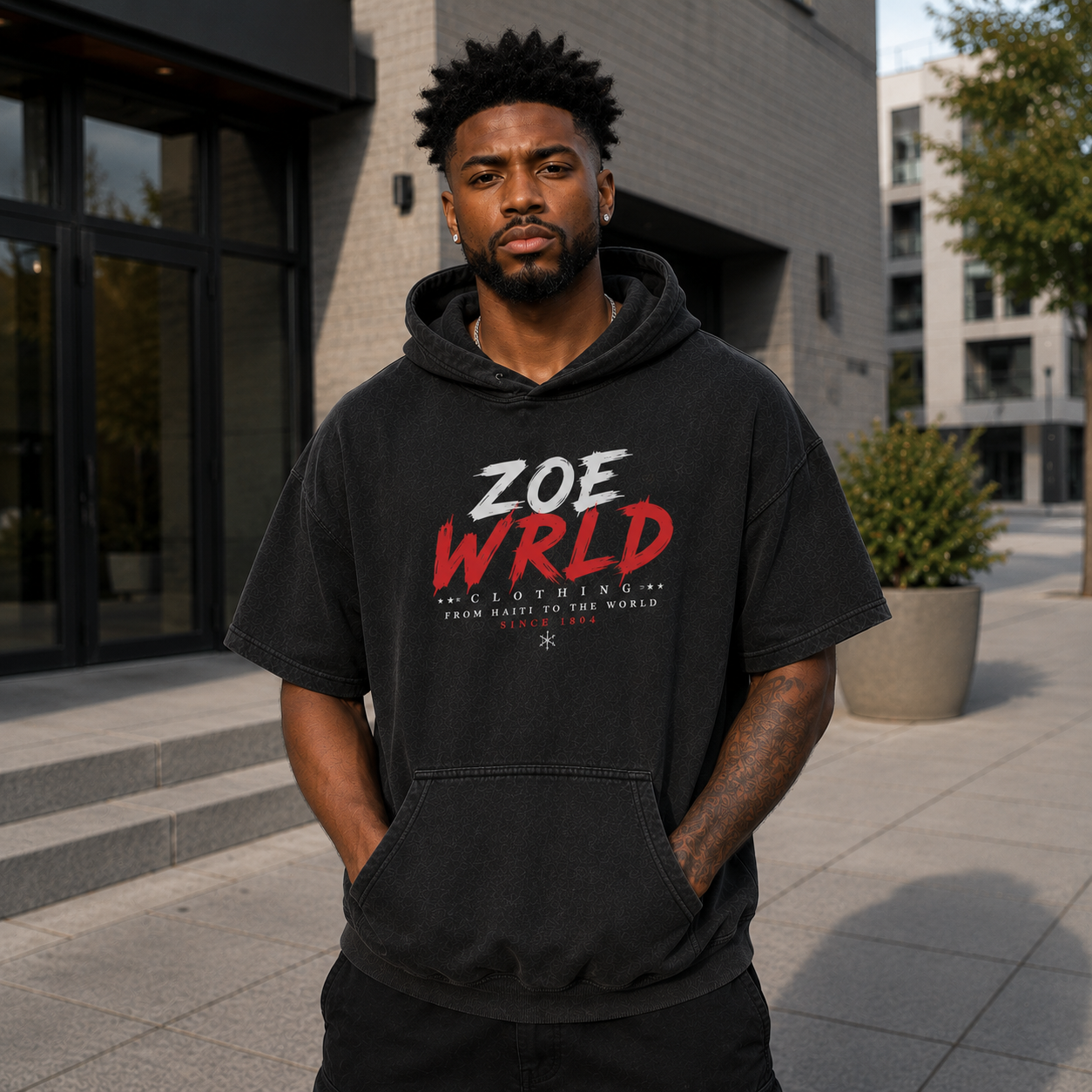 Zoe Wrld Heritage Short Sleeve Hoodie