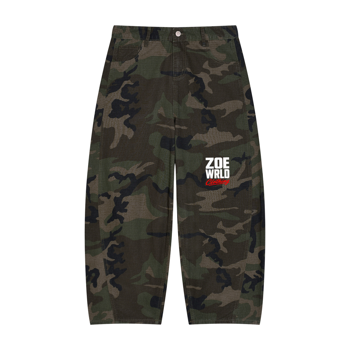 Men’s Camo Barrel Leg Cargo Pants
