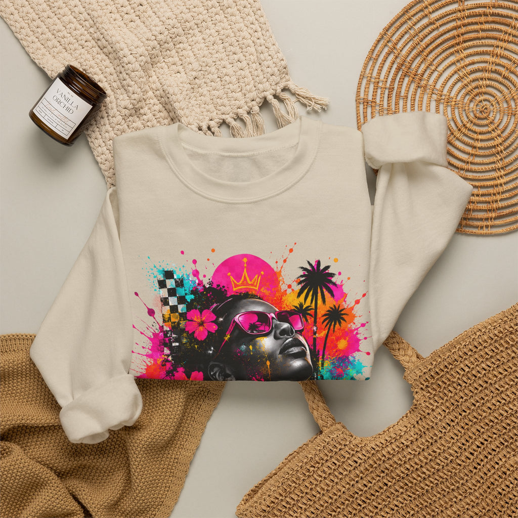 Afrofuturist Neon Portrait Sweatshirt | Graphic Crewneck
