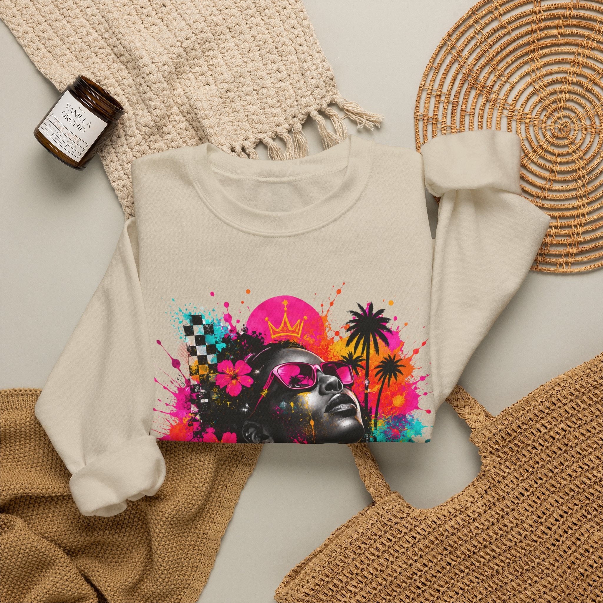Afrofuturist Neon Portrait Sweatshirt | Graphic Crewneck