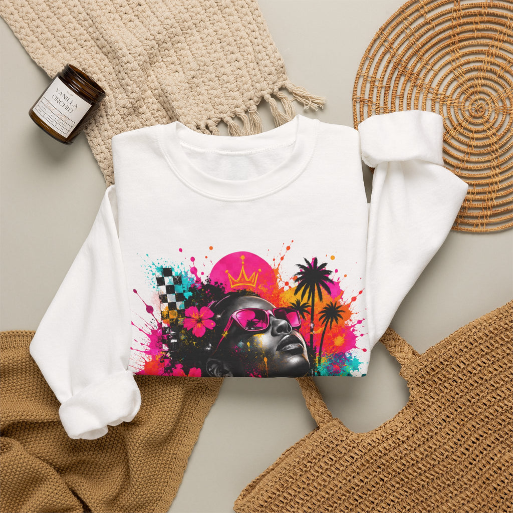 Afrofuturist Neon Portrait Sweatshirt | Graphic Crewneck