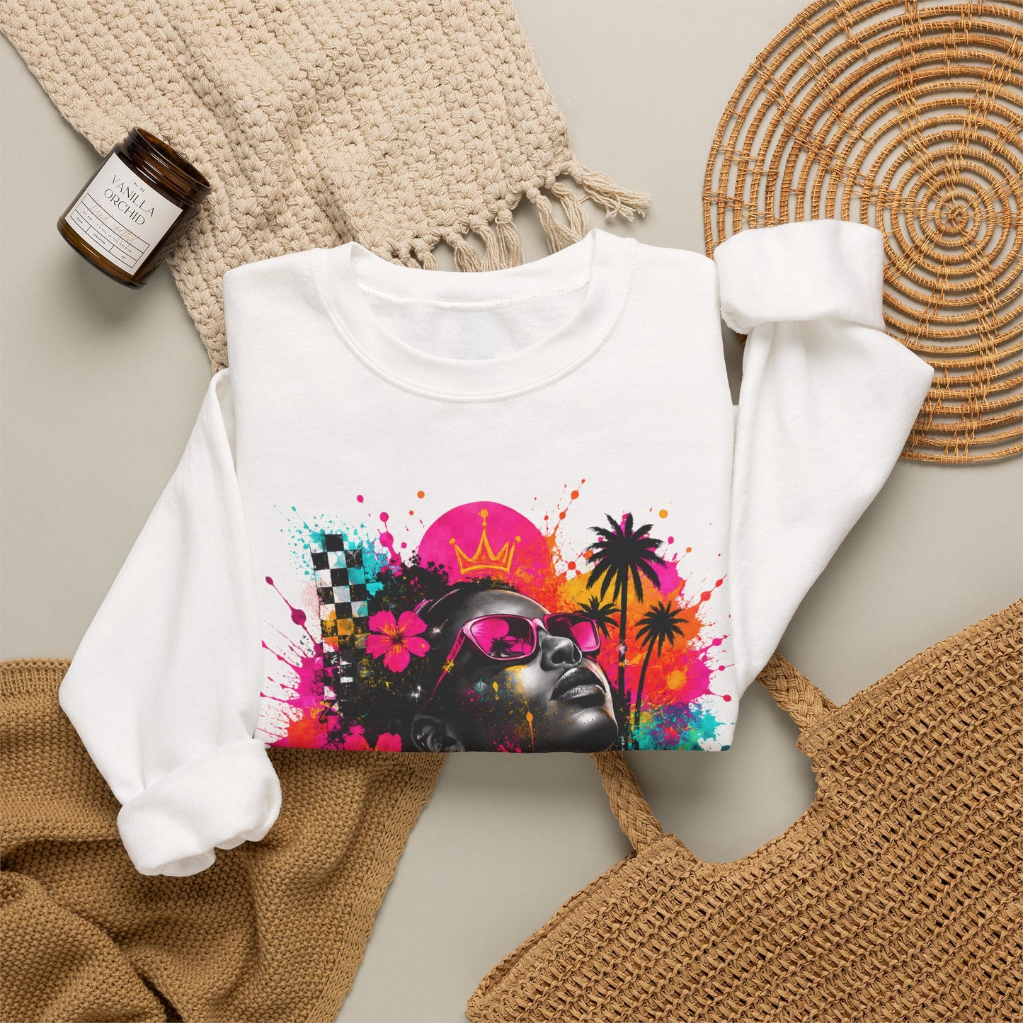 Afrofuturist Neon Portrait Sweatshirt | Graphic Crewneck