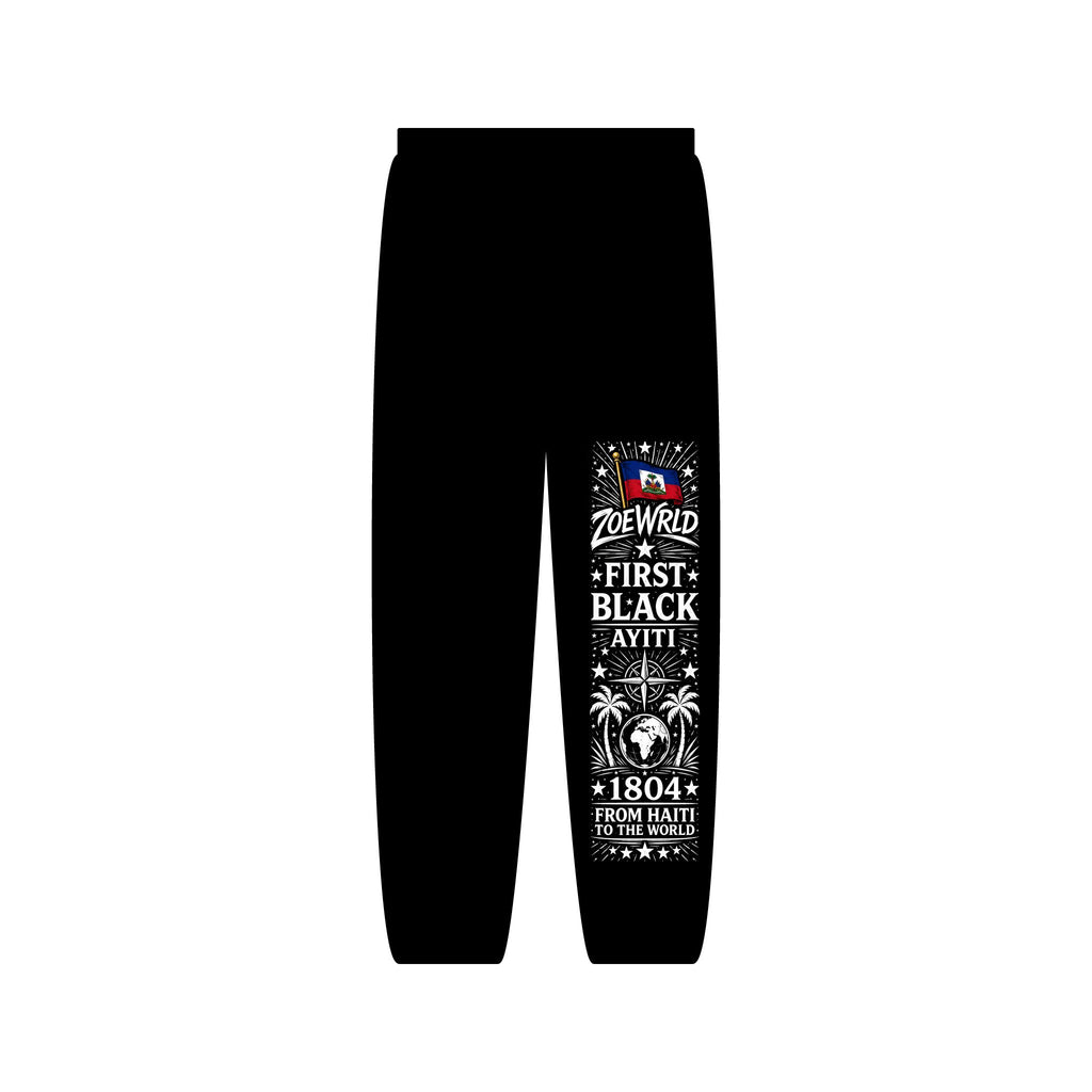 First Black Ayiti 1804 Black Sweatpants — Haitian Pride Graphic Joggers