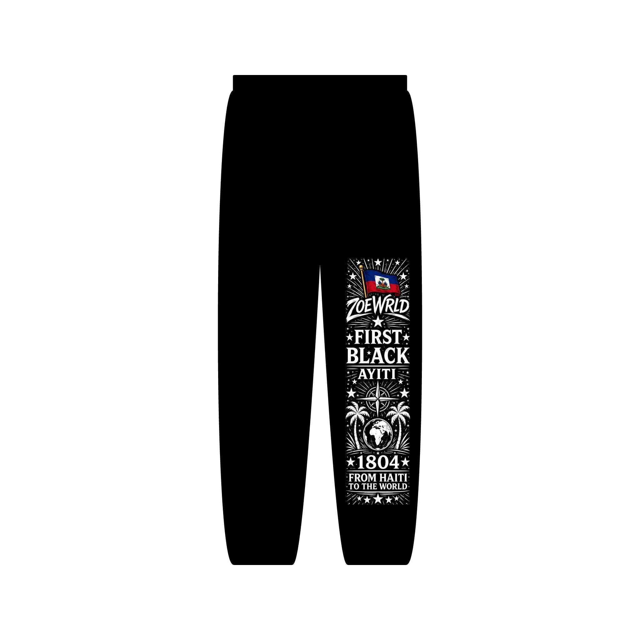 First Black Ayiti 1804 Black Sweatpants — Haitian Pride Graphic Joggers