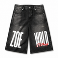 Zoe Wrld Large Print Jorts (White)