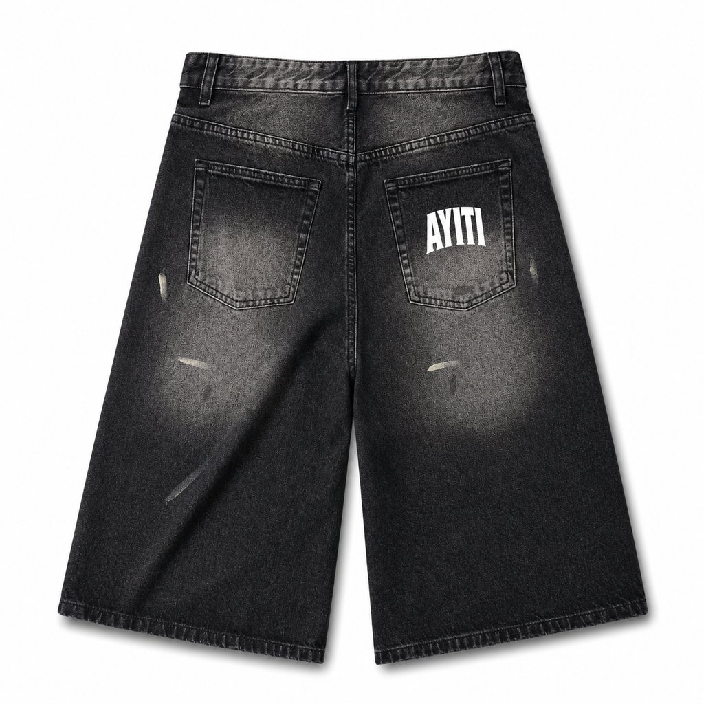 Zoe Wrld Large Print Jorts (White)