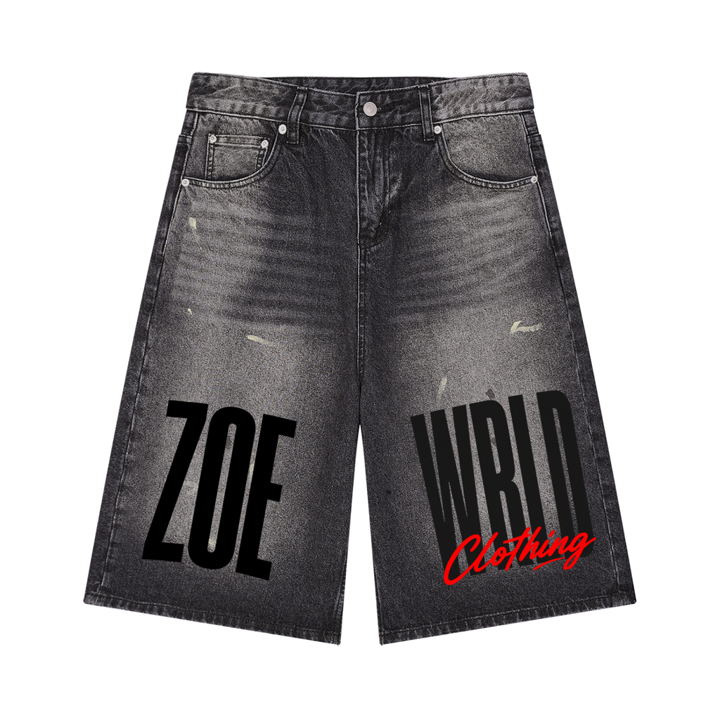 Zoe Wrld Large Print Jorts (Black)