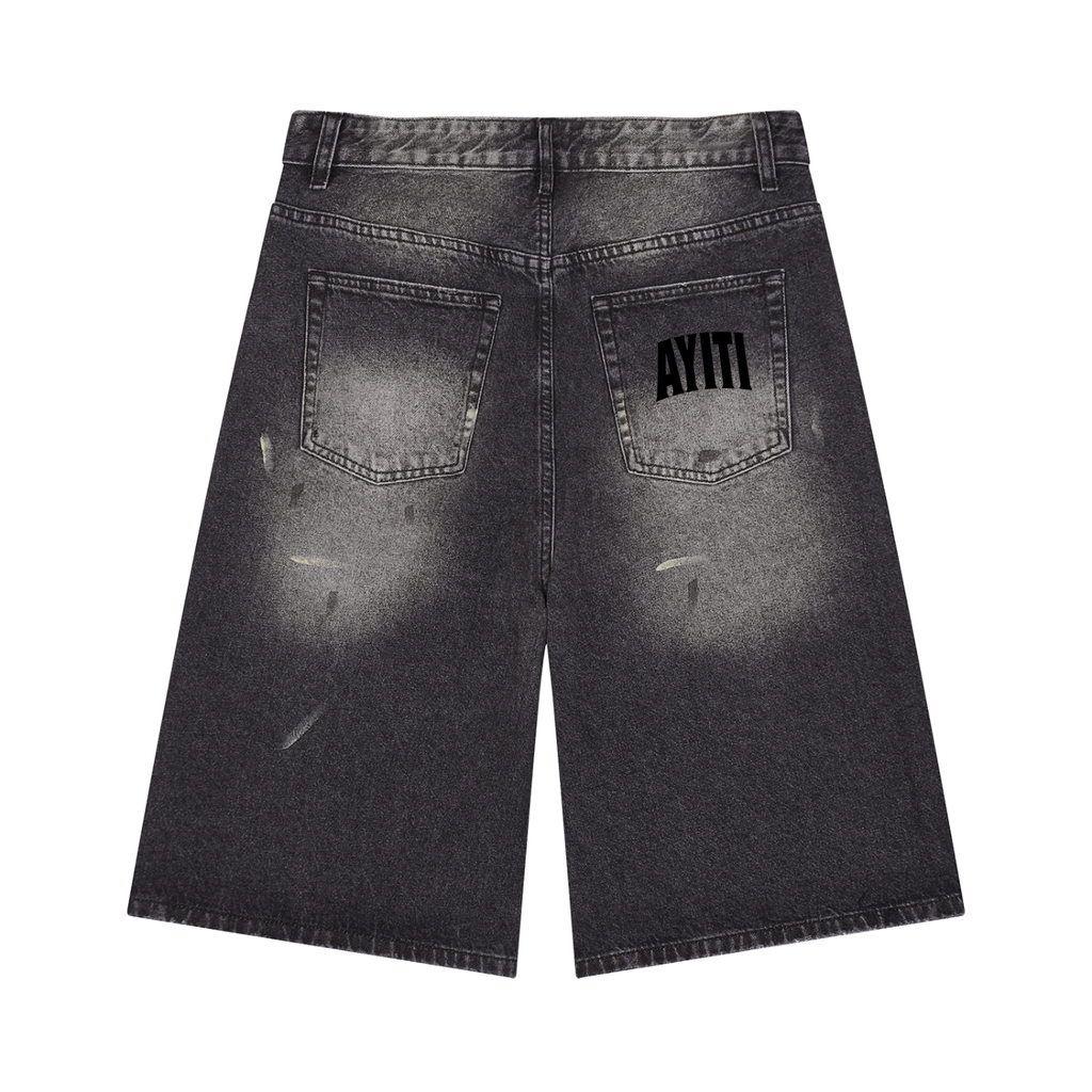 Zoe Wrld Large Print Jorts (Black)